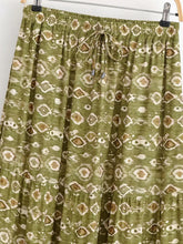 Load image into Gallery viewer, Olive Geometric Tiered Boho Maxi Skirt - Elastic Long Skirt
