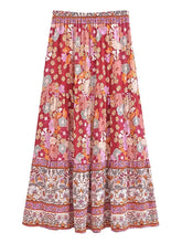 Load image into Gallery viewer, Boho Skirt, Pink Floral ,Bohemian Maxi Skirts

