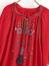 Load image into Gallery viewer, Floral Embroidery, Linen Cotton Shirts ,Boho Blusas
