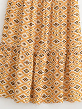 Load image into Gallery viewer, Olive Geometric Tiered Boho Maxi Skirt - Elastic Long Skirt
