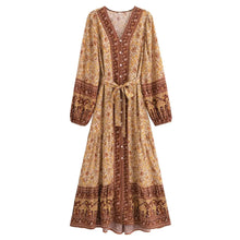 Load image into Gallery viewer, Elegant Floral Print ,Bohemian Maxi Dress ,Holiday Boho Dress
