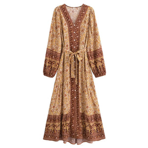 Elegant Floral Print ,Bohemian Maxi Dress ,Holiday Boho Dress