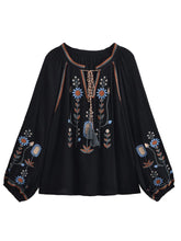 Load image into Gallery viewer, Floral Embroidery, Linen Cotton Shirts ,Boho Blusas
