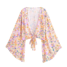 Load image into Gallery viewer, Wild Floral Print ,Short Kimono ,Bikini Cover-ups
