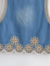 Load image into Gallery viewer, Denim Floral Embroidery ,Suspender Vest ,Sequin Waistcoat Streetwear
