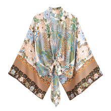 Load image into Gallery viewer, Bohemian Kimono, Boho Bikini Cover-ups,Peacock Floral Print
