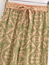 Load image into Gallery viewer, Geometric Floral Print ,Wide Leg Bohemian Pants , Boho Pant Pockets
