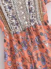 Load image into Gallery viewer, Wild Floral Print, Summer Bohemian Mini Dress,Vacation Boho Dress
