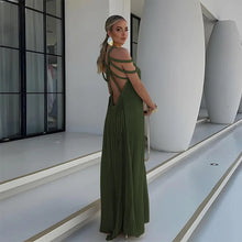 Load image into Gallery viewer, Linen Cotton ,Sexy Knitted Backless, Beach Boho Dress
