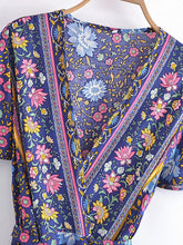 Load image into Gallery viewer, Green Wild Floral-Wrap Boho Mini Dress
