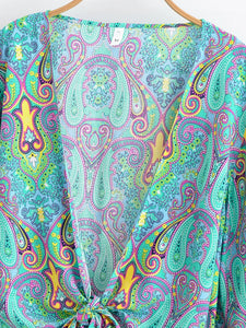 Wild Floral Print ,Short Kimono ,Bikini Cover-ups