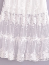 Load image into Gallery viewer, White Mesh Embroidery,Wedding Pleated Skirt, Boho Skirts
