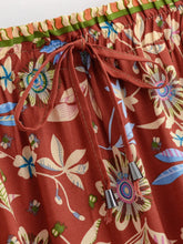 Load image into Gallery viewer, Terracotta Floral Tiered Bohemian Maxi Skirt - Summer Beach Skirt
