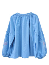 Load image into Gallery viewer, Wild Floral Embroidery ,Linen Cotton Shirts, Lace-up Tassel Boho Blusas
