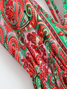Wild Floral ,Backless Sexy Maxi Dress , High-Low Tassel Strapless Boho Dress