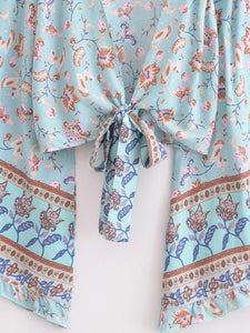 Wild Floral Print ,Short Kimono ,Bikini Cover-ups