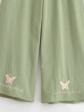 Load image into Gallery viewer, Floral Butterfly Embroidery ,Bohemian Wide Leg Pants ,Boho Trousers
