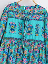 Load image into Gallery viewer, Peacock Green Floral ,Beach Bohemian Maxi Dress,Holiday Boho Dress
