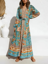 Load image into Gallery viewer, Elegant Floral Print ,Bohemian Maxi Dress ,Holiday Boho Dress
