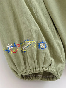 Floral Embroidery, Linen Cotton Blouse, Boho Shirts