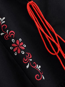 Retro Floral Emberoidery, Linen Cotton Vacation, Boho Maxi Dress