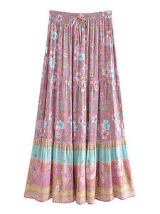 Blue Floral Print ,Beach Bohemian Skirt,Boho Skirts