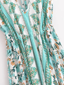 Wild Floral ,Open Back,Strapless Boho Dress