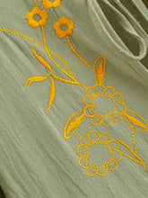 Load image into Gallery viewer, Linen Cotton,Wild Floral Embroidery , Lace-up Tassel Maxi Boho Dress
