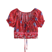 Load image into Gallery viewer, Floral Print ,Beach Sleeveless Crop Tops, Bohemian Ruffles Camis
