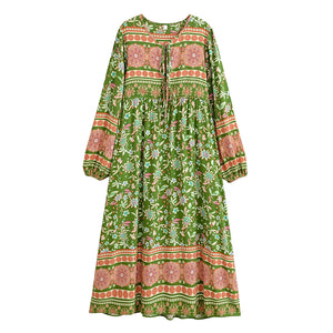 Sun Floral Print, Bohemian Maxi Dress, Boho Dress Robe