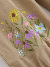 Load image into Gallery viewer, Wild Flower Embroidery ,Linen Cotton Baggy Pants, Bloomers Loose Yoga Trousers
