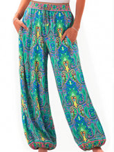 Load image into Gallery viewer, Green Floral Print ,Baggy Pants , Yoga Bloomers
