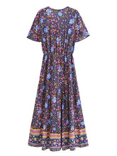 Load image into Gallery viewer, Green Floral Print ,Bohemian Maxi Dress,Boho Dress
