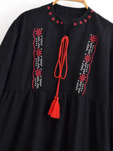 Load image into Gallery viewer, Retro Floral Emberoidery ,Lantern Sleeve Maxi Dress, Boho Dress
