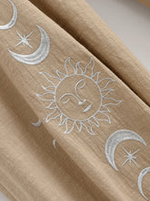 Load image into Gallery viewer, Sun Moon Embroidery ,Linen Cotton Baggy Pants ,Loose Yoga Trousers
