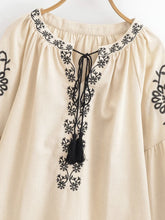 Load image into Gallery viewer, Floral Embroidery, Linen Cotton  Shirts ,Boho Shirt
