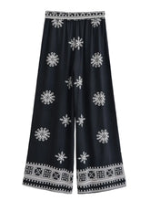 Load image into Gallery viewer, Purple Floral , Wide Leg Pants with Pockets ,Vacation Boho Pant
