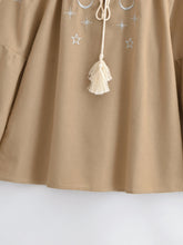 Load image into Gallery viewer, Star Embroidered, Linen Cotton Blouse ,Lace-up Tassel Boho Shirt

