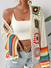 Load image into Gallery viewer, Retro Crochet Rainbow ,Long-sleeved Cardigan ,Handmade Crochet Knitted Cover-ups

