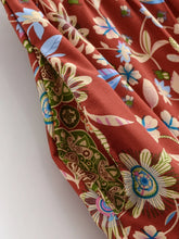 Load image into Gallery viewer, Terracotta Floral Tiered Bohemian Maxi Skirt - Summer Beach Skirt
