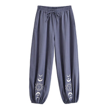 Load image into Gallery viewer, Sun Moon Embroidery Linen Cotton Bloomers Baggy Pants Yoga Trousers
