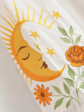 Load image into Gallery viewer, Sun and Floral Embroidery Linen Cotton Shirts  Boho Blusas
