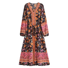 Load image into Gallery viewer, Floral Print ,Breasted Bohemian Maxi Dress, Boho Dress Robe
