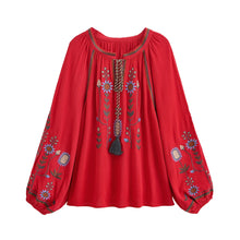 Load image into Gallery viewer, Floral Embroidery, Linen Cotton Shirts ,Boho Blusas
