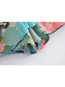 Crane Floral Print ,Bohemian Short  ,Summer Boho Shorts