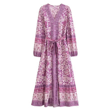 Load image into Gallery viewer, Floral Print ,Breasted Bohemian Maxi Dress, Boho Dress Robe
