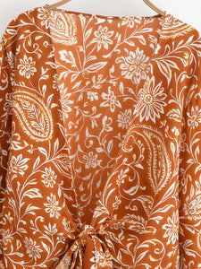Wild Floral ,Short Kimono ,Bikini Boho Cover-ups
