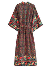 Load image into Gallery viewer, Floral Bohemian Kimono ,Boho Robe ,Bikini Cover-ups
