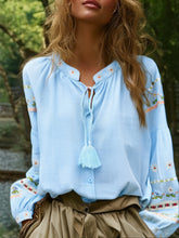 Load image into Gallery viewer, Floral Embroidery, Linen Cotton  Shirts ,Boho Blusas
