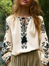 Load image into Gallery viewer, Floral Embroidery, Linen Cotton  Shirts ,Boho Shirt
